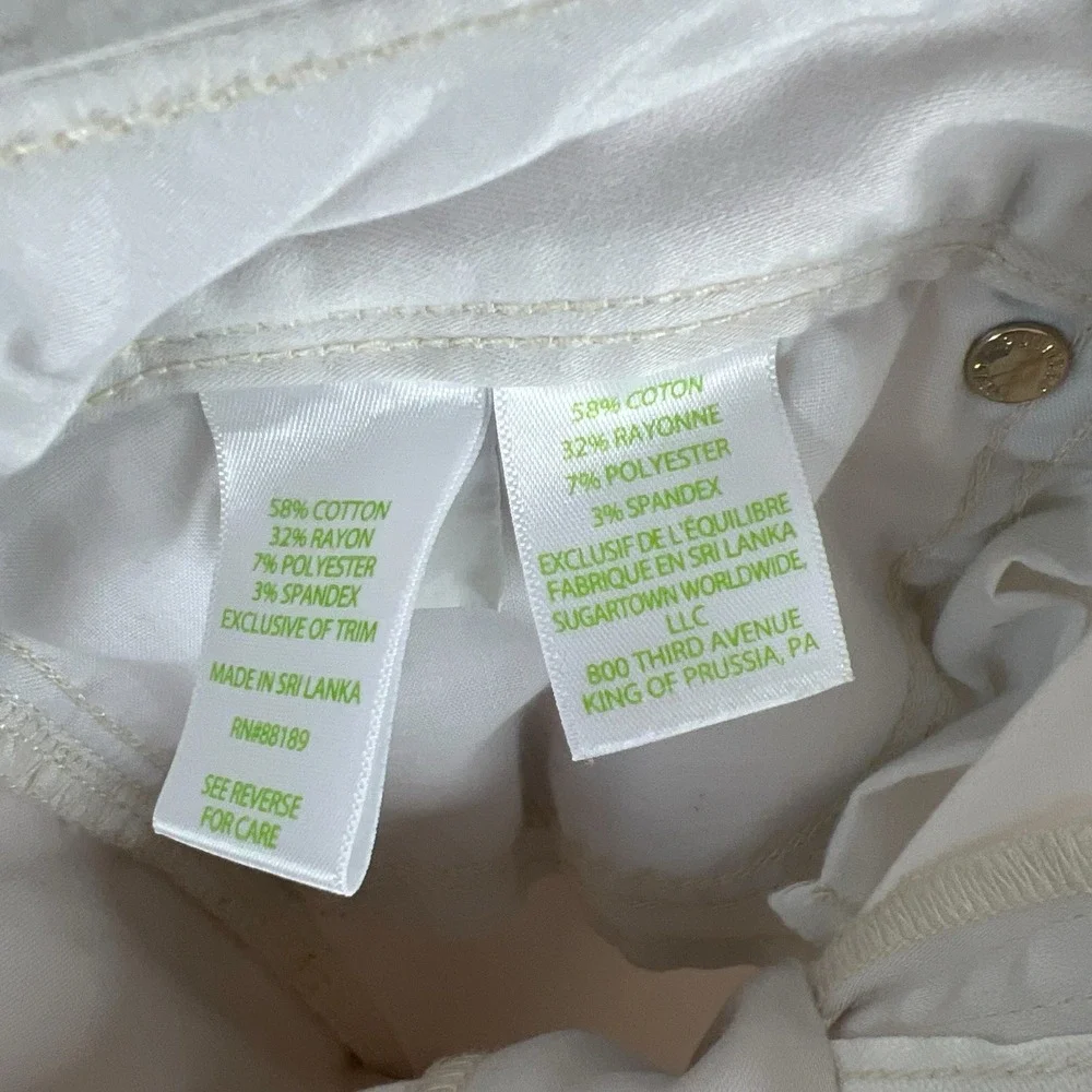 LILLY PULITZER Worth Skinny Jeans Womens Mid Rise‎ White Stretch Fit Cotton Sz 6